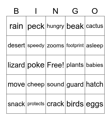 The Roadrunners Bingo Card