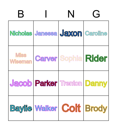 Block 2 BINGO Card