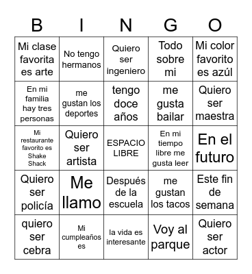 Bingo 6to SOBRE MI Bingo Card
