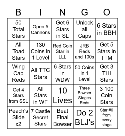 SM64 Epic Bingo Card