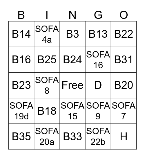 Restructuring Bingo Card