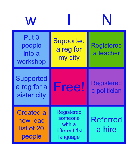 Enrollment Bingo Card