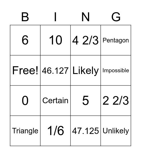 FSA Reivew 1 Bingo Card