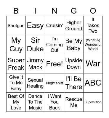 Motown Bingo Card