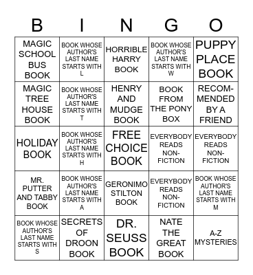 2 Reading Counts BINGO 2 Bingo Card