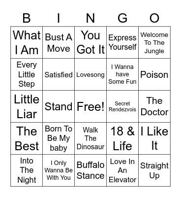 80's Bingo Card