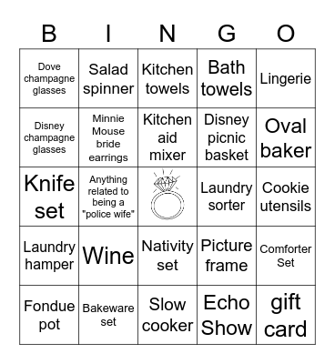 Gabriella's Bridal Shower BINGO Card