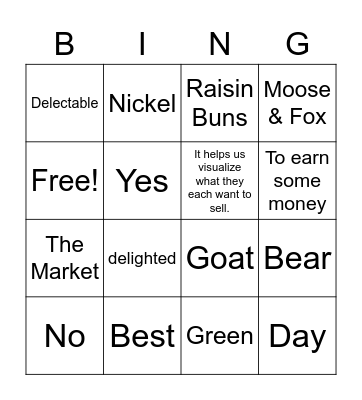 Goat and Bear in Business Bingo Card