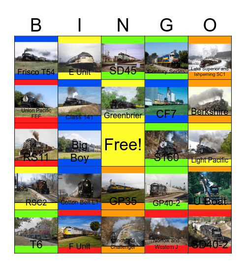 Locomotives in Florida and other places in the South Bingo Card