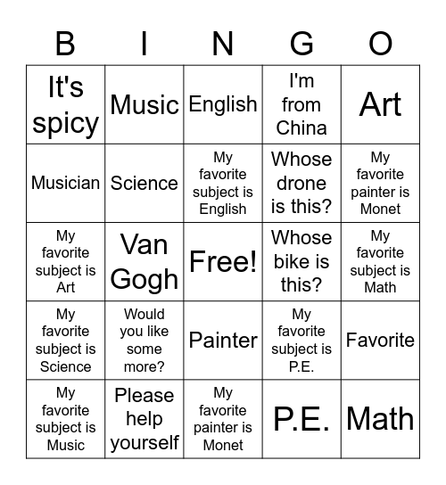 Untitled Bingo Card