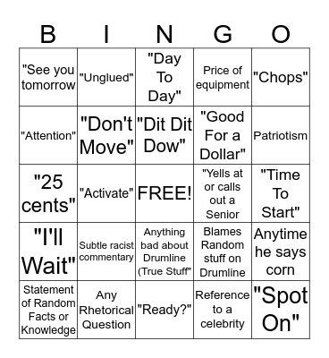 Mr. Johnson Bingo Card