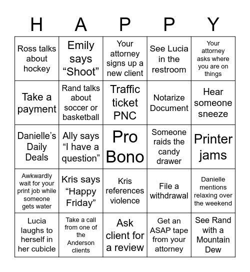 KKG Friday Bingo! Bingo Card