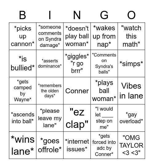 Sam Bingo Card