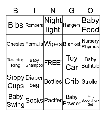 Baby Bingo Card