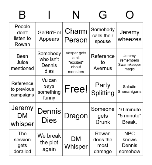 Frostmaiden Bingo Card