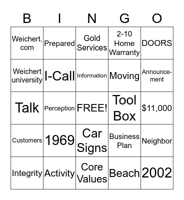 Weichert Bingo Card