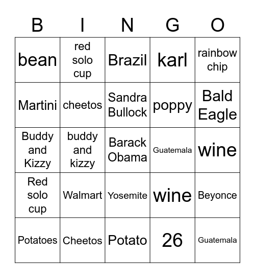 Rachel's Bday Bingo! Bingo Card