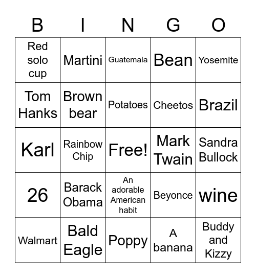 Rachel's Bday Bingo! Bingo Card