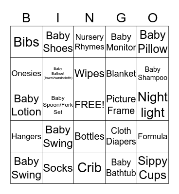 Baby Bingo Card