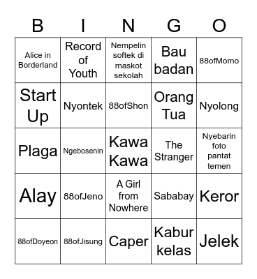 IRENE's Board Bingo Card