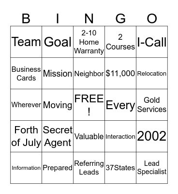 Weichert Bingo Card