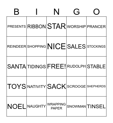 CHRISTMAS BINGO Card