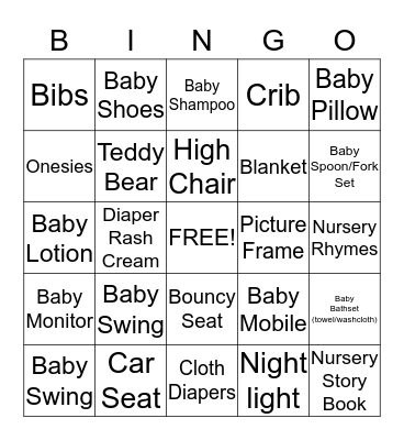 Baby Bingo Card