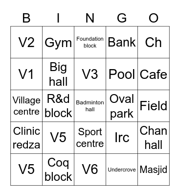 Utp places Bingo Card