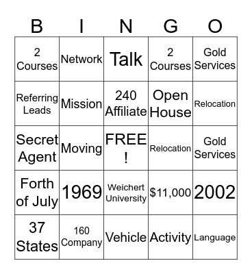 Weichert Bingo Card