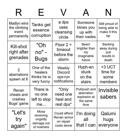 Revan 8HM bingo Card
