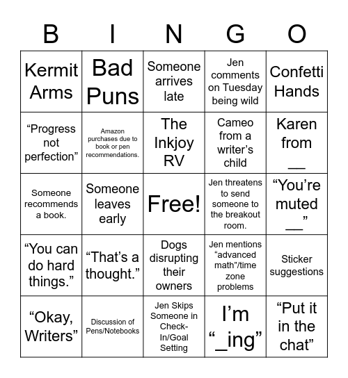 TeachWrite: Time to Write Bingo Card