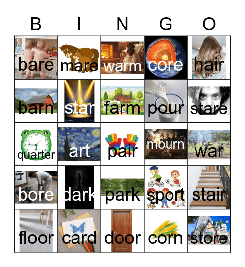 19-21  [ɛr,ar,ɔr] words Bingo Card