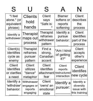 Hold Me Tight Bingo Card