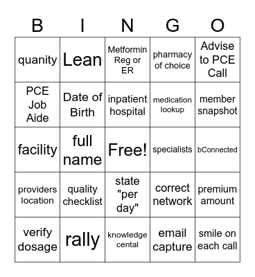 Quality Bingo Card