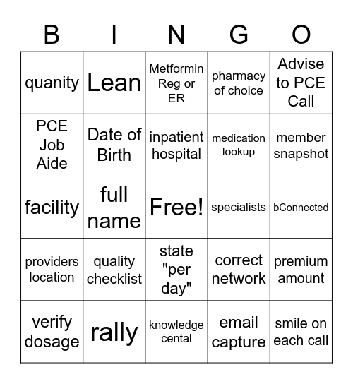 Quality Bingo Card