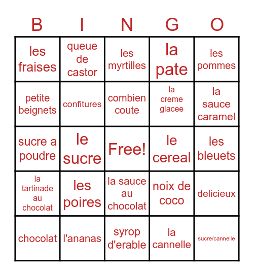 Une queue de Castor Bingo Card