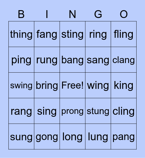 ng words Bingo Card