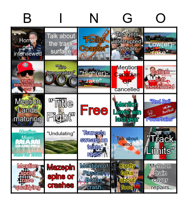 Portuguese Grand Prix Bingo Card