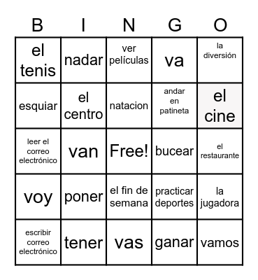SPANISH 4 Bingo Card