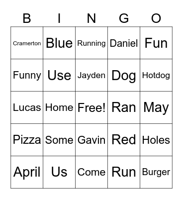 Spelling Bingo Card