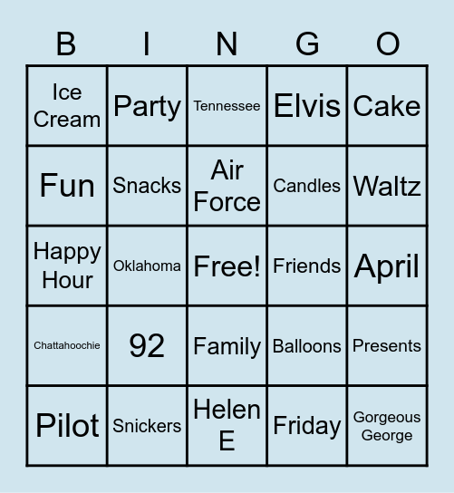 Bert's Birthday Bingo Card