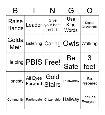 PBIS BINGO Card