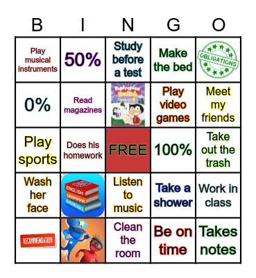 Activities and Routines Bingo Card