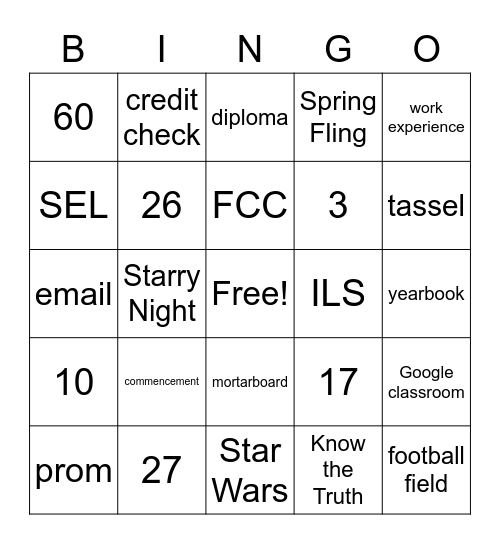 Fridley ALC Advisory Bingo Card