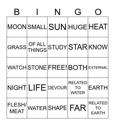 SCIENCE ROOTS Bingo Card