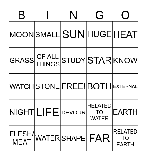 SCIENCE ROOTS Bingo Card