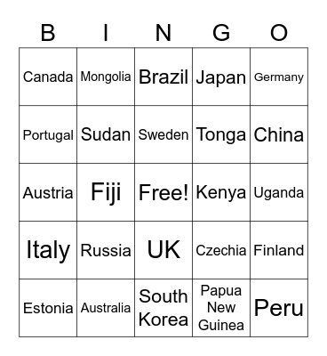 World Bingo Card