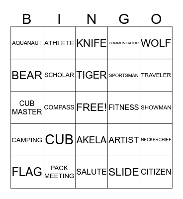 Scout Bingo Card