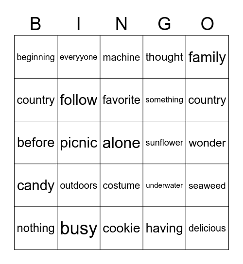Untitled Bingo Card