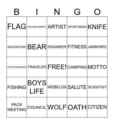 Scout Bingo Card